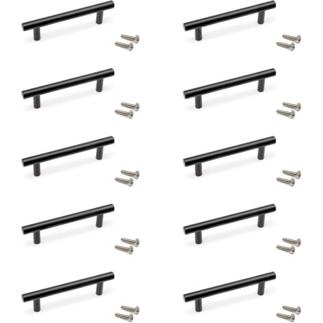 Emuca Lot von 10 Möbelgriffe Orlando, L136mm, 96mm Achsenabstand, Stahl, Schwarz lackiert