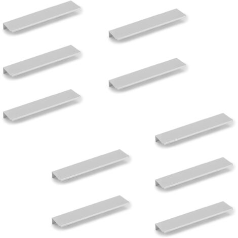 Emuca Lot von 10 Möbelgriffe Picanya, L198mm, 128mm Achsenabstand, Aluminium, matt eloxiert