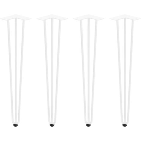 Emuca Lot von 4 Tischbeine mit 3 Stangen Hairpin, Höhe 710mm, Stahl, Weiß lackiert