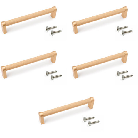 Emuca Lot von 5 Möbelgriffe Bergen, L141mm, 128mm Achsenabstand, Aluminium, Goldfarben lackiert