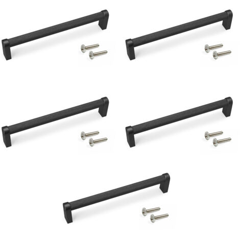 Emuca Lot von 5 Möbelgriffe Bergen, L173mm, 160mm Achsenabstand, Aluminium, Schwarz lackiert