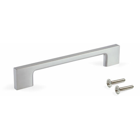 Emuca Lot von 5 Möbelgriffe Paiporta, L192mm, 160mm Achsenabstand, Zamak, Nickel satiniert