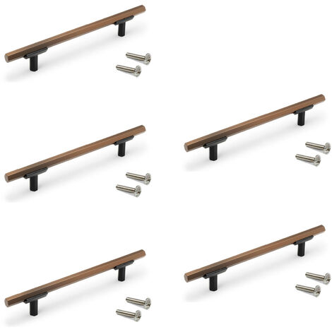Emuca Lot von 5 Möbelgriffe Riad, L168mm, 128mm Achsenabstand, Aluminium, Bronze