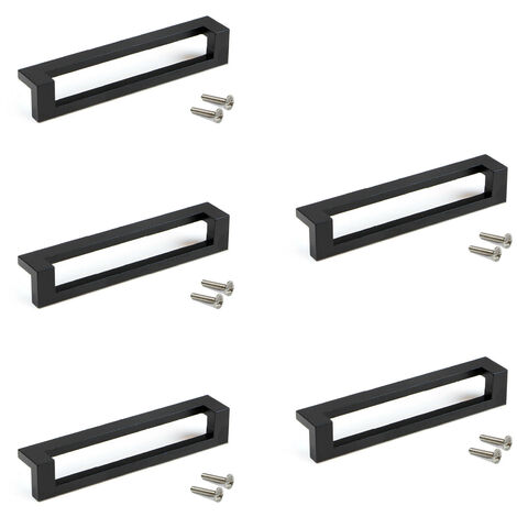 Emuca Lot von 5 Möbelgriffe Ribarroja, L144mm, 128mm Achsenabstand, Zamak, Schwarz lackiert
