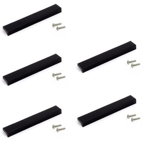 Emuca Lot von 5 Möbelgriffe Xirivella, L160mm, 128mm Achsenabstand, Aluminium, schwarz eloxiert