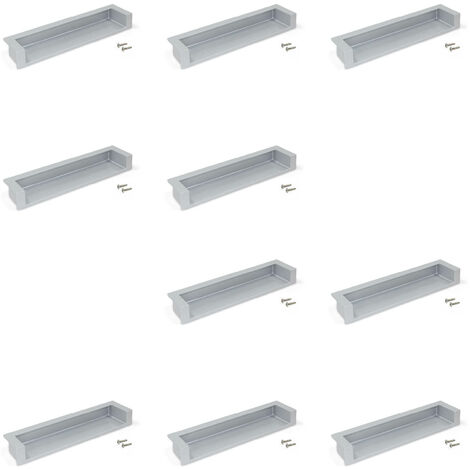 Emuca Lote de 10 tiradores para mueble Sedavi, L137mm, intereje 128mm, Zamak, Pintado aluminio
