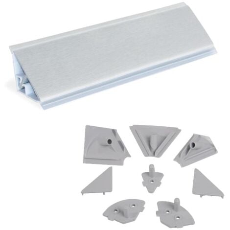 emuca lote de 2 copetes triangulares para cocina plasline con accesorios de instalación, 2 barras de longitud 2.35m, plástico, anodizado satinado