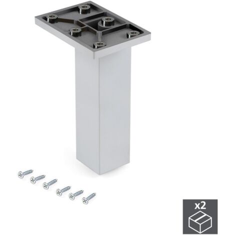 Emuca Lote de 2 pies regulables para muebles Smartfeet, central, regulable 140-150mm, Plástico, Cromado -