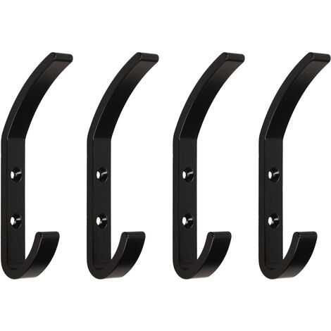Emuca Lote de 4 colgadores de pared Nelson, Aluminio, Pintado negro -