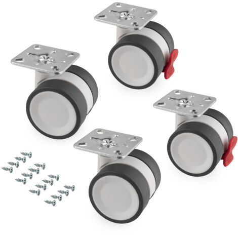 emuca lote de 4 ruedas bowl 2 con placa de montaje, diámetro 50mm, acero y plástico