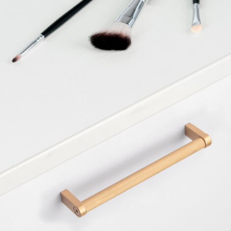 emuca lote de 5 tiradores para mueble bergen, l141mm, intereje 128mm, aluminio, pintado oro