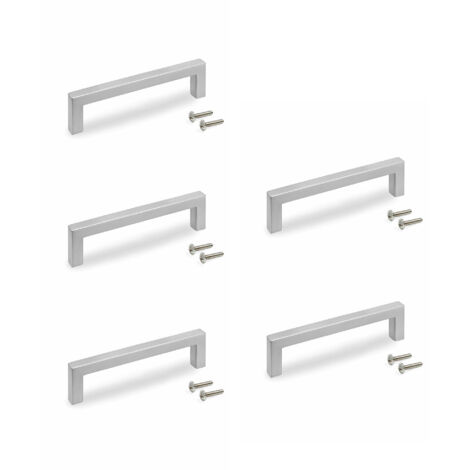 emuca lote de 5 tiradores para mueble habana, l136mm, intereje 128mm, zamak, niquel satinado