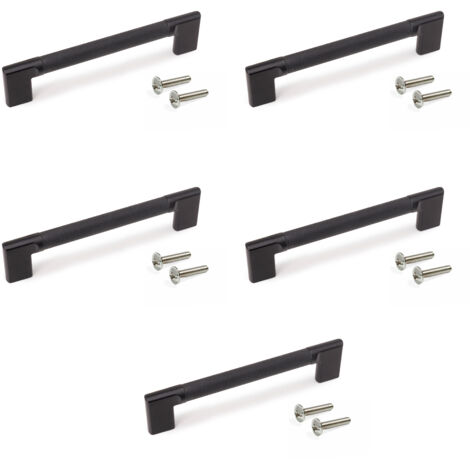 Emuca Lote de 5 tiradores para mueble Sofia, L189mm, intereje 160mm, Aluminio, Pintado negro