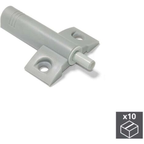 Emuca Lotto di 10 pistoni ammortizzatori per porta a battente Minidamp 2, Chiusura soft, Tecnoplastica, Grigia