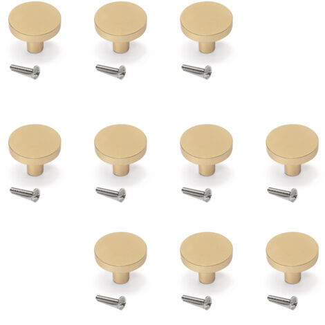 Emuca Lotto di 10 pomoli per mobili Uppsala, diametro 30mm, Alluminio, Oro
