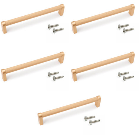 Emuca Lotto di 5 maniglie per mobili Bergen, L173mm, interasse 160mm, Alluminio, Verniciato oro