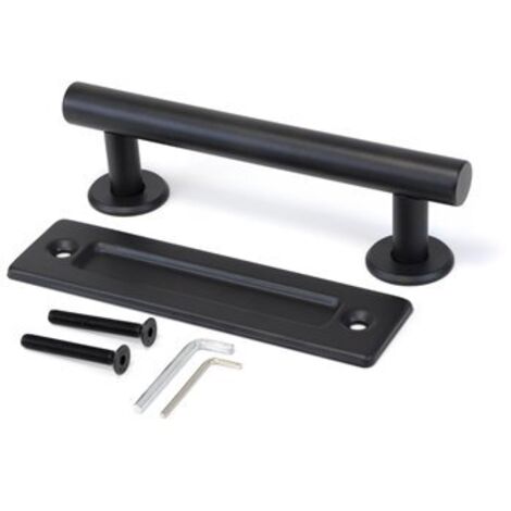 Emuca Maniglia per porte scorrevoli in legno Pasadena, lunghezza 240 mm, interasse 180 mm, Acciaio, texture Nera