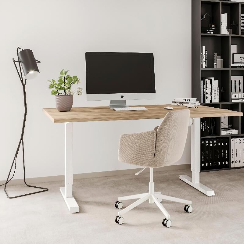 

Mesa motorizada regulable en altura, acero, blanco