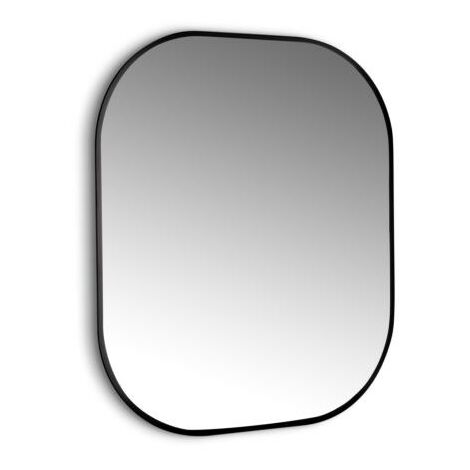 Emuca Miroir Cepheus avec éclairage décoratif à LED et cadre noir, arrondi rectangulaire 600 x 800 mm, AC 230V 50Hz, 12 W, Aluminium et Verre - talla
