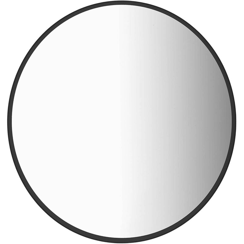 Emuca - 5150820 Miroir Zeus avec éclairage décoratif à led et cadre noir, diamètre 80 cm, ac 230V 50Hz, 12 w, Aluminium et Verre
