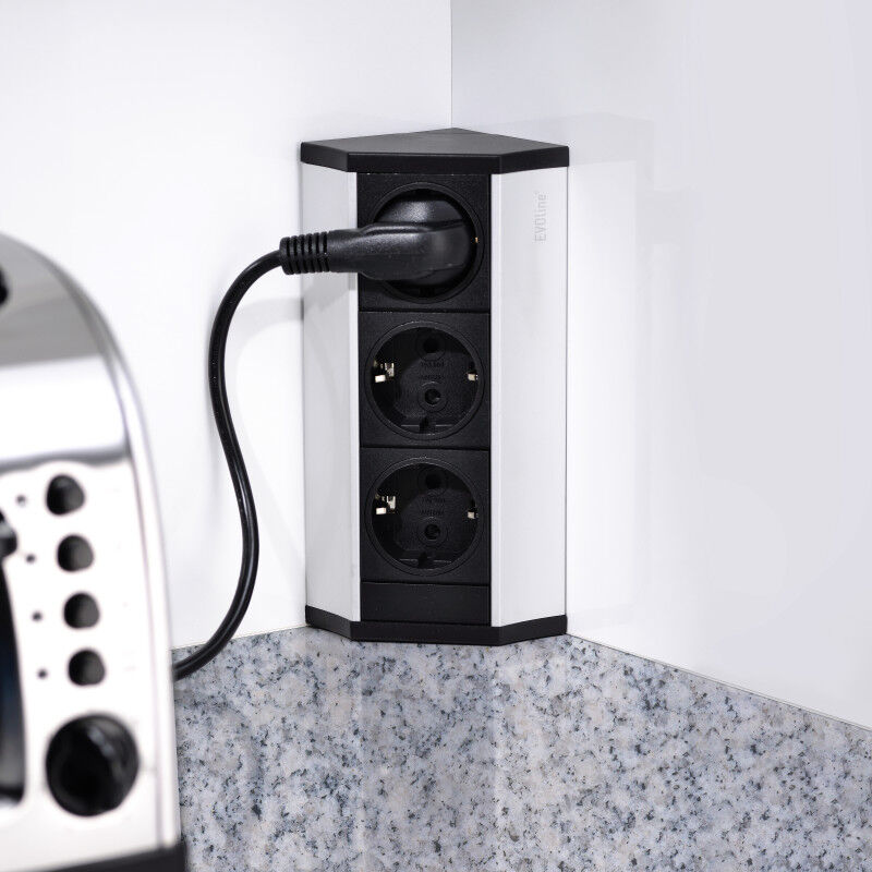 Emuca - 5048862 Multiconnecteur v Dock, Anodisé mat, Plastique et Aluminium.