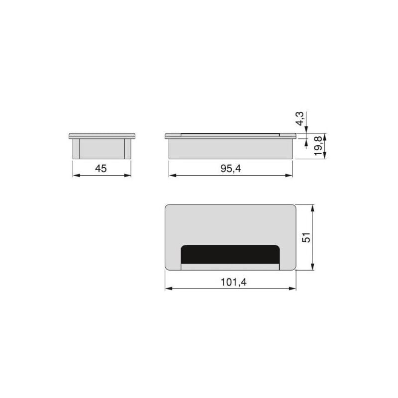 

pasacables plasquare 2 para mesa, plástico negro, plástico - Emuca