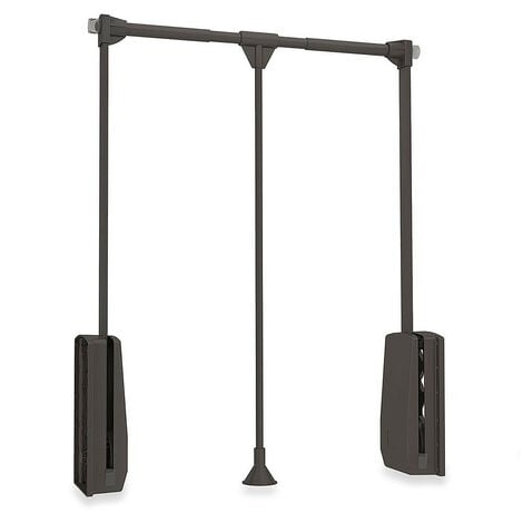 Emuca - Perchero ajustable para armario regulable 600 - 830 mm, hasta 12 kg, acero, color moka