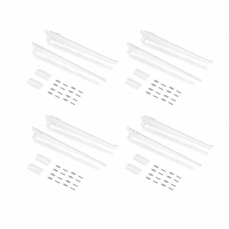 Emuca - Placas de fijación a pared y soportes para estante Jagmet, 380, Pintado blanco, Acero