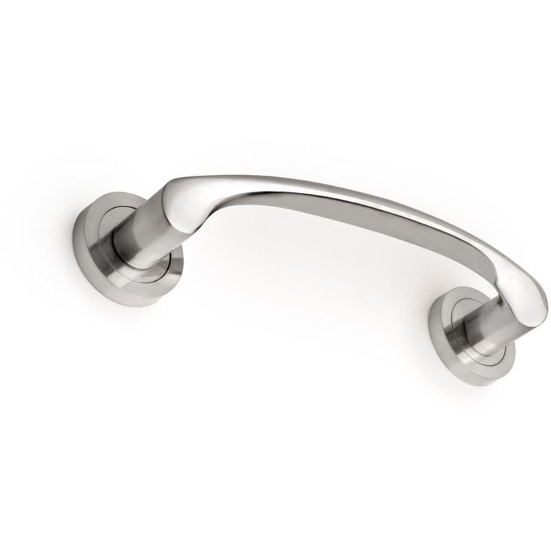 Lot de 4 poignées courbes avec rosaces de 50mm de diamètre pour portes coulissantes, Aluminium, Nickel satiné - Emuca