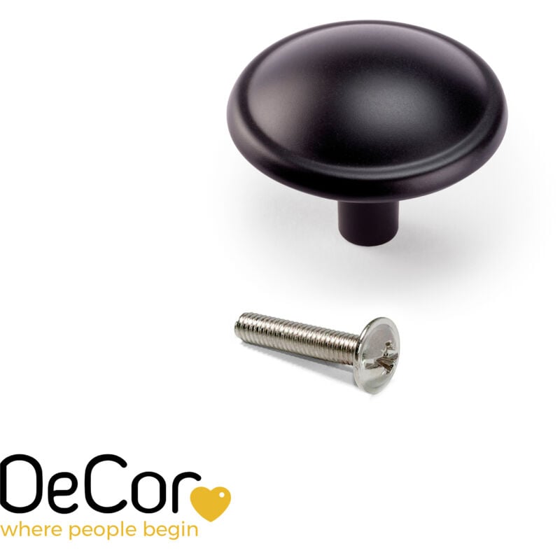 Lot de 25 boutons pour meubles Massanassa, diamètre 32mm, Zamak, Noir - Emuca