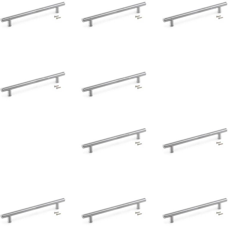 Emuca 9169951 Lot de 10 poignées pour meubles Orlando, L178mm, entraxe 128mm, Acier, Nickel satiné