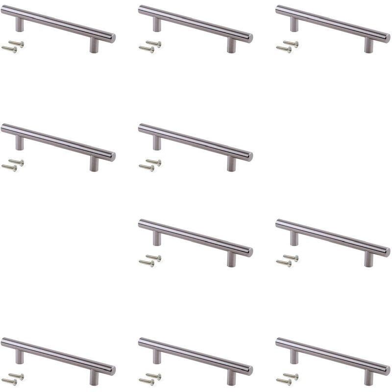 Emuca - Lot de 10 poignées pour meubles Orlando, L400mm, entraxe 320mm, Acier, Nickel satiné