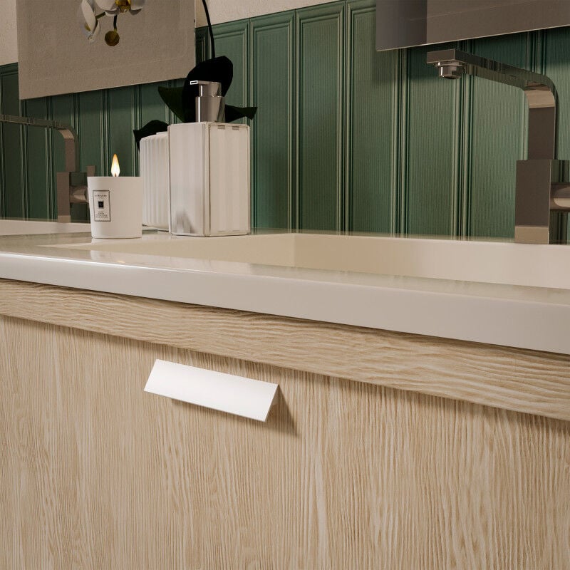 Emuca - 9176062 Lot de 10 poignées pour meubles Palermo, L120mm, entraxe 96mm, Aluminium, Anodisé mat