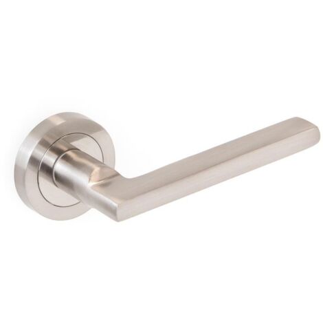 Emuca – Poignée de porte intérieure avec rosace ronde D.50mm – Aluminium et zamak – Finition nickel satiné – Pour épaisseur 35-45mm
