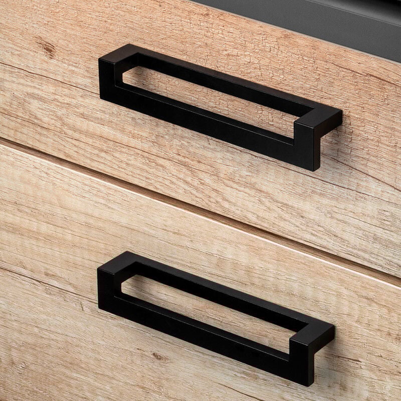 Emuca - 9175214 Lot de 5 poignées pour meubles Cleveland, L144mm, entraxe 128mm, Zamak, Peint en noir