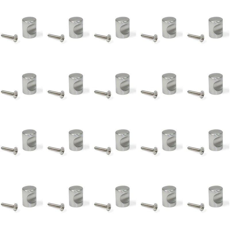 Lot de 20 boutons pour meubles Panama, diamètre 20mm, Zamak, Nickel satiné - Emuca