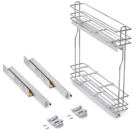 Emuca Portabottiglie Laterale Estraibile SupraMax con Chiusura Soft, Cromato Lucido, Acciaio, Moduli 150mm