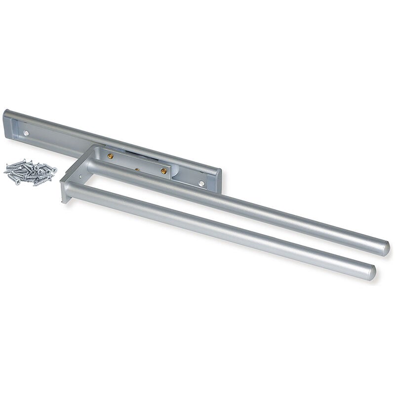 Emuca - Porte-serviettes extensible, 2 bras, Aluminium, Anodisé mat