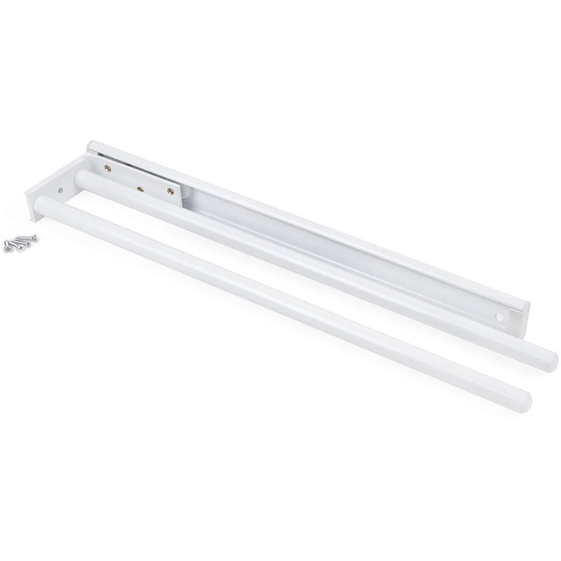 Emuca - Porte-serviettes extensible, 2 bras, Aluminium, Peint en blanc