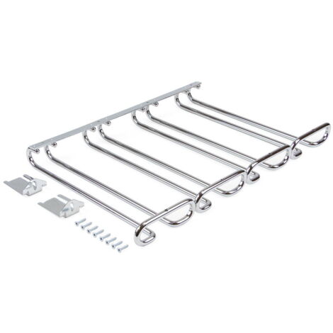Emuca – Porte-verres pour meubles 8937811 – 4 rangées en acier chromé – Longueur 280mm – Compatible avec verres à vin, champagne, cocktails