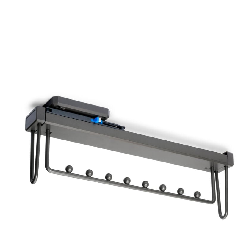 Emuca - Porte-vêtements extractible Quartz pour armoire, Plastique et Aluminium, Titane