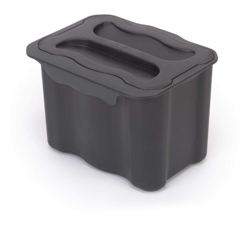 Emuca - Poubelle de recyclage auxiliaire en plastique pour cuisine, 5 litres, gris anthracite