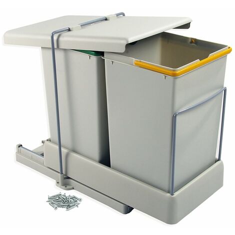 EMUCA Poubelles de recyclage à fixation inférieure et extraction automatique avec 2 conteneurs 14 litros