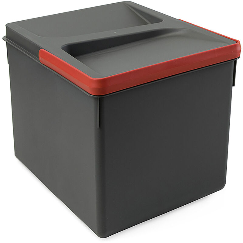 Bac de tri sélectif pour tiroirs de cuisine Recycle Hauteur 216mm, 1x12litres, Plastique gris anthracite - Emuca