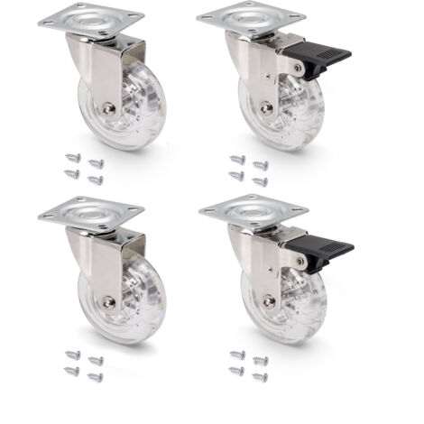 Emuca Ruedas Slip Transparente Kit 4 piezas 75 mm