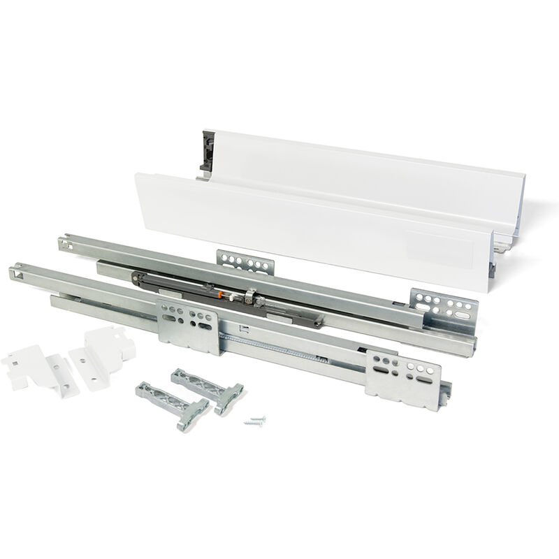 Schubladen-Kit für Küche Vantage-Q, H. 83 mm, T. 450 mm, sanftes Schließen, Stahl, Weiß - Emuca