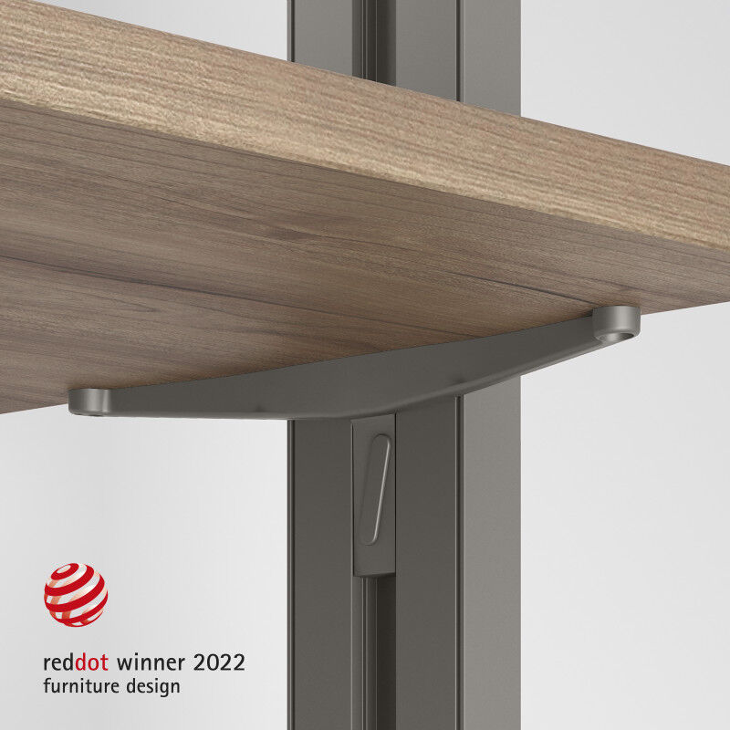 Emuca - 7021349 Lot de consoles pour 5 étagères en bois pour la structure Zero, planches non incluses, Zamak, Peint gris pierre