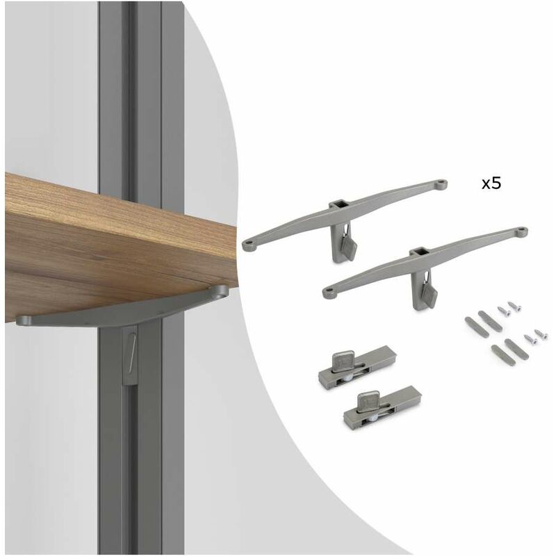 Lotto di staffe per 5 ripiani in Legno per la