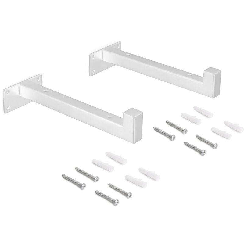 Image of Set di supporti per mensole in legno Shelf dritto con tubo quadro, Acciaio, Verniciato bianco - Verniciato bianco - Emuca
