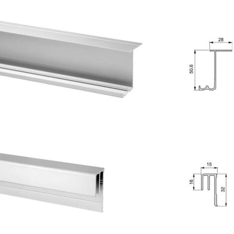 EMUCA sistema corredero neco para armario, 2 puertas, espesor 16mm, no incluye tableros, antidescarrilamiento, gris metalizado, 1 ud.